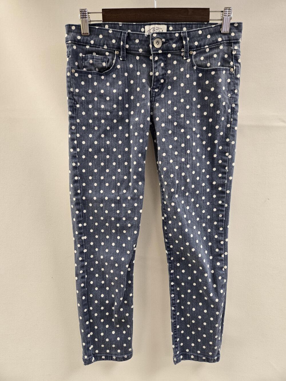 Aeropostale Jegging Jeans Womens 7/8 Blue White Polka Dot Skinny Stretch Pants